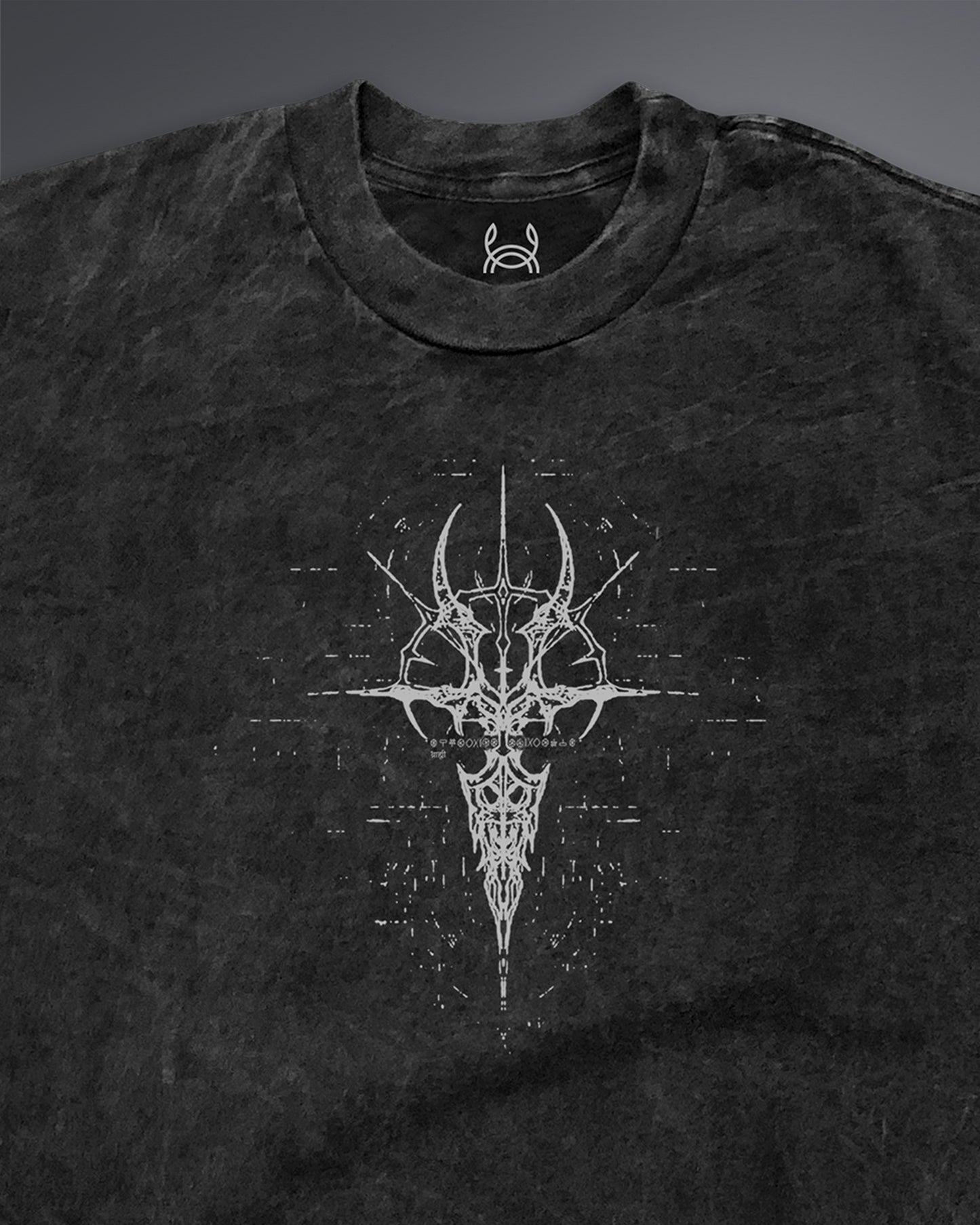 Oversized Acid Wash T-shirt Crypted Glyph - Cannac