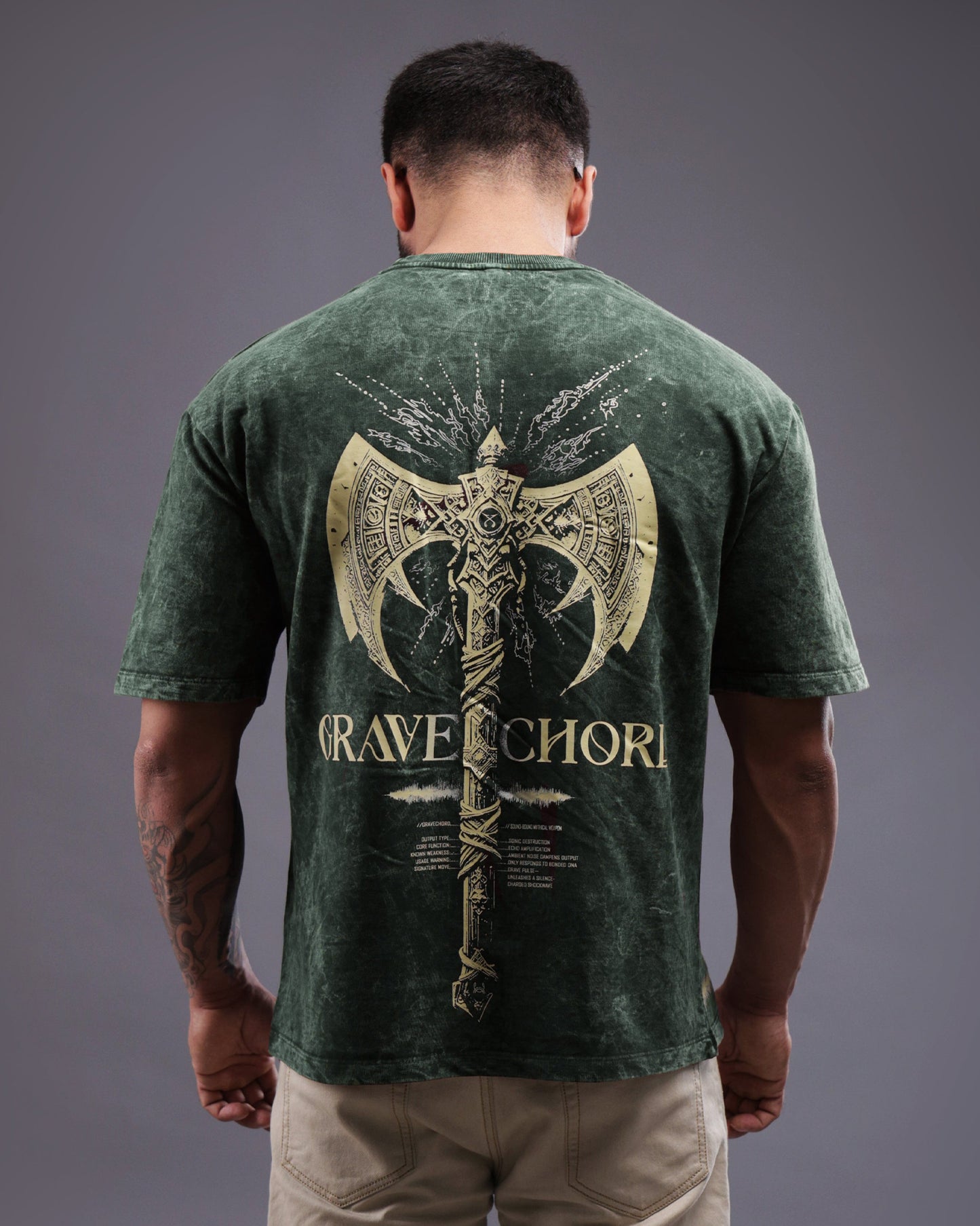 Gravechord oversized acid-wash t-shirt green