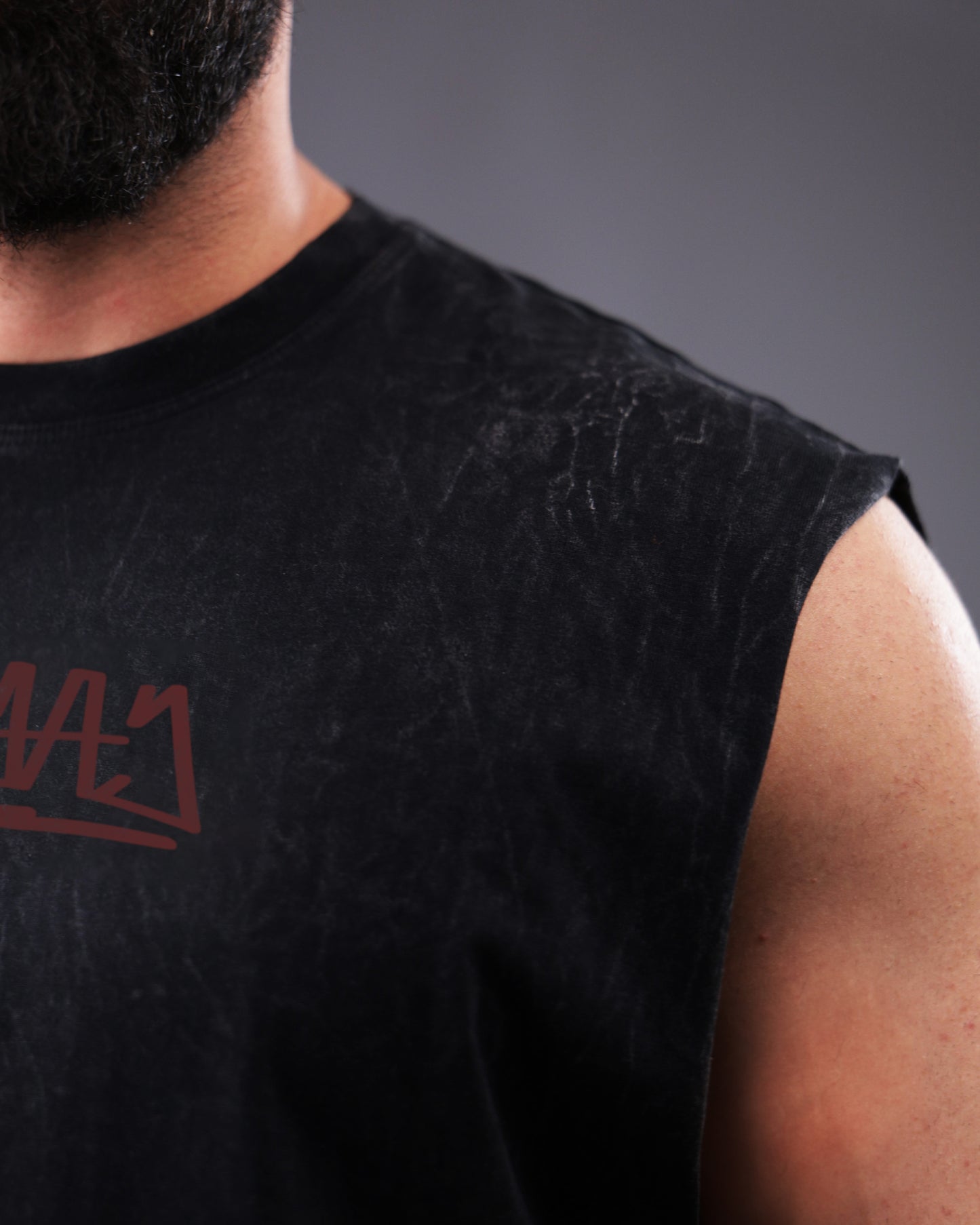 Acid Wash Vest Black