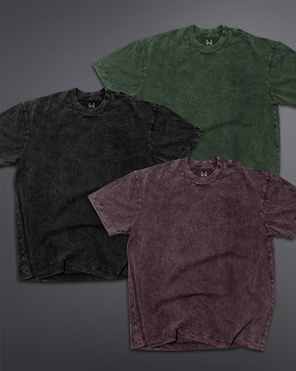 Plain Acid Wash T-shirt Combo - Cannac 