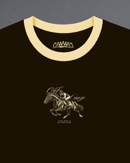 Off Course Cropped Ringer tee [BROWN]