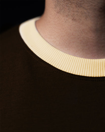 Cropped Ringer tee [BROWN/BEIGE]