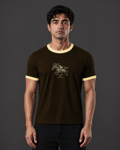 Off Course Cropped Ringer tee [BROWN]
