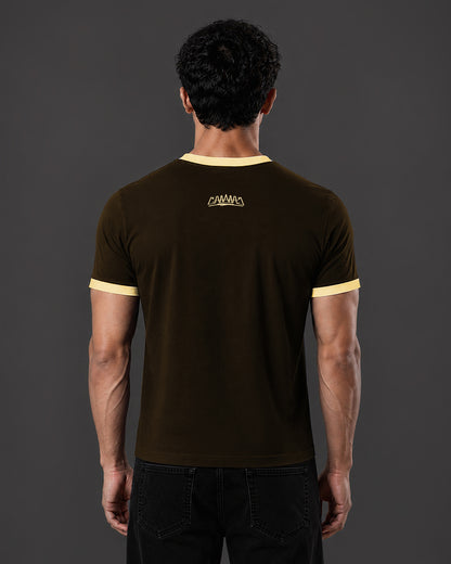 Cropped Ringer tee [BROWN/BEIGE]