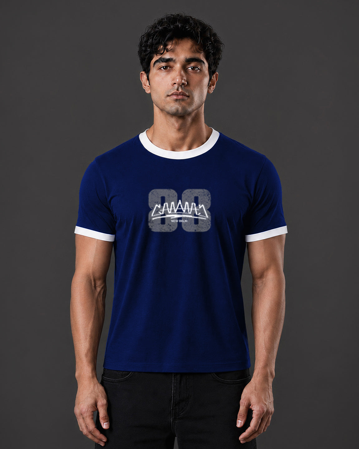 88 Cropped Ringer tee [NAVY BLUE]