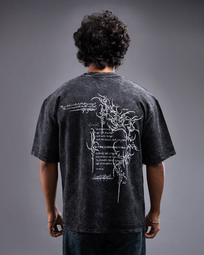 Crypted Glyph Oversized tee [ACID WASHED-SILENT ASH]