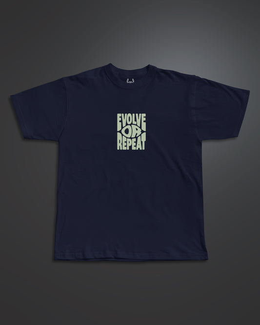 Evolve or Repeat Regular Fit Graphic Tee [navy blue]