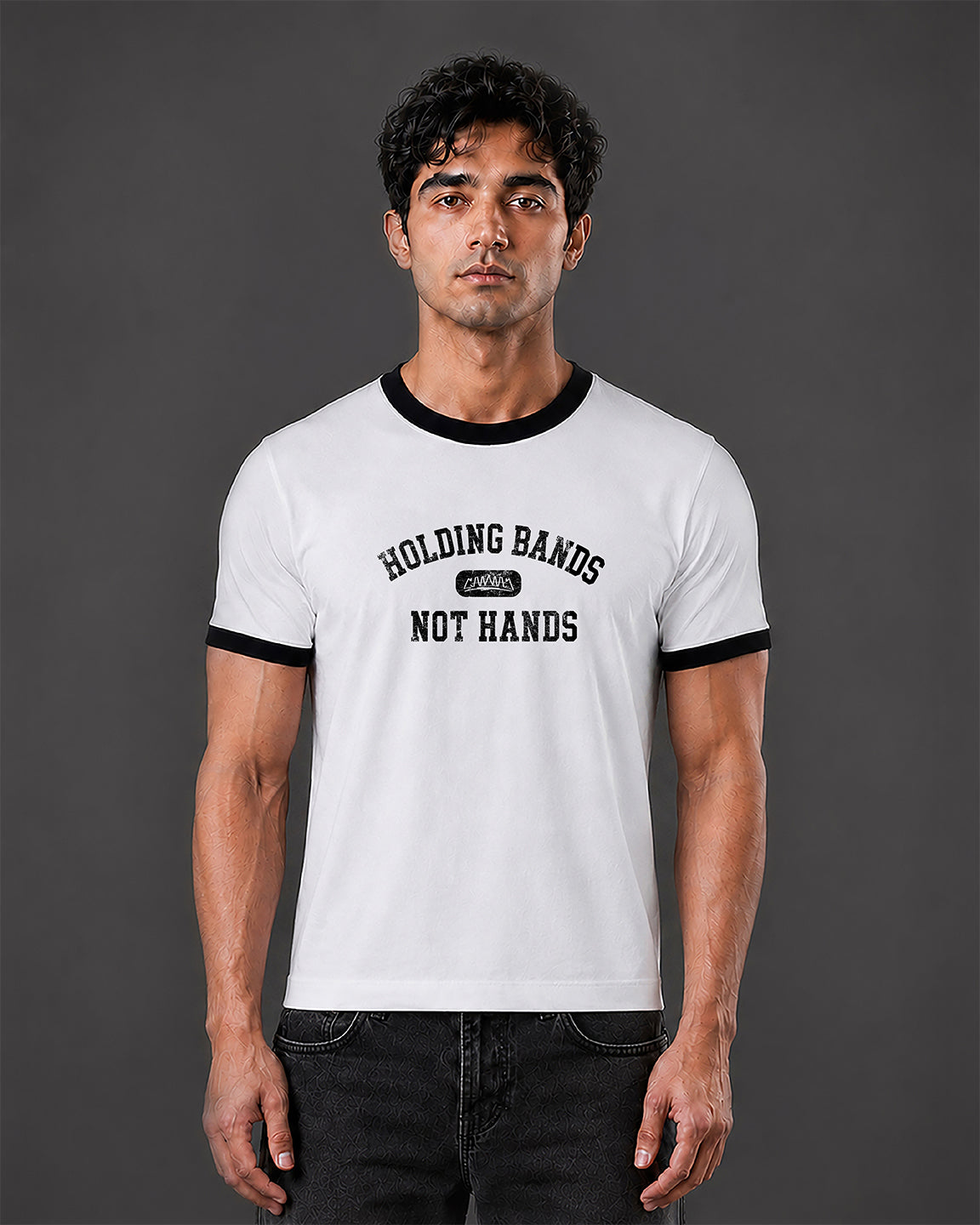 Holding Bands Cropped Ringer tee [WHITE]