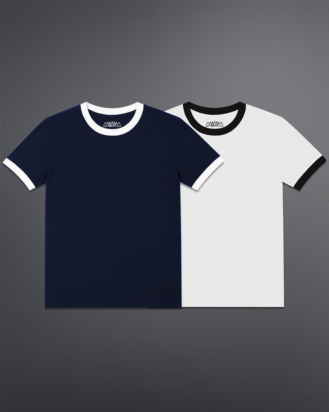 Cropped Ringer Tee Duo [NAVY+WHITE]