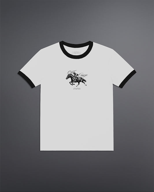 Off Course Cropped Ringer tee [WHITE]