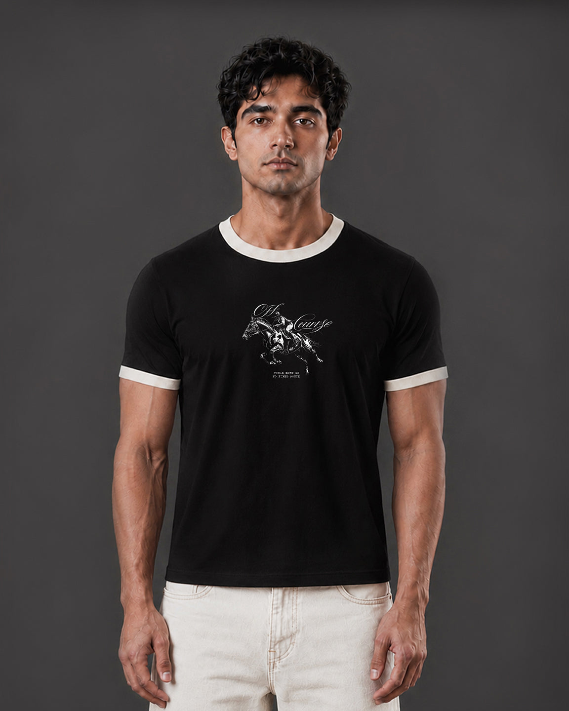 Off Course Cropped Ringer tee [BLACK]