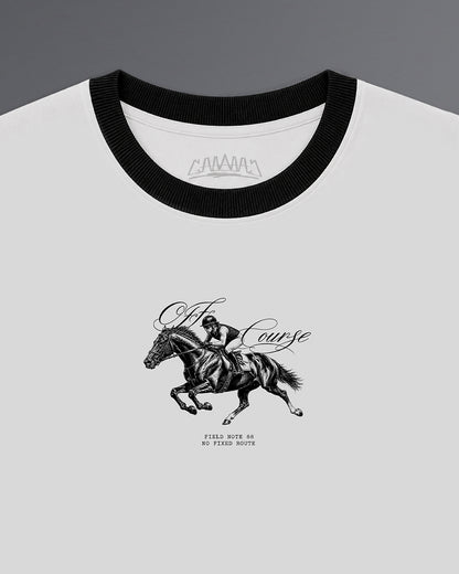 Off Course Cropped Ringer tee [WHITE]