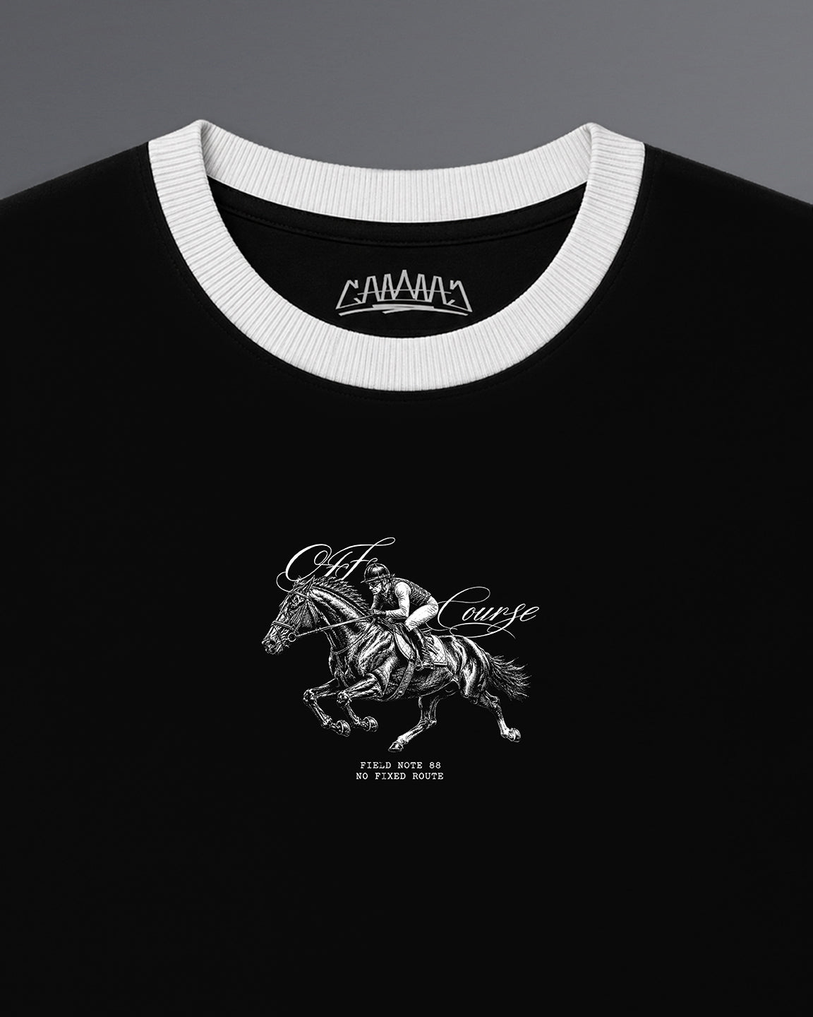 Off Course Cropped Ringer tee [BLACK]