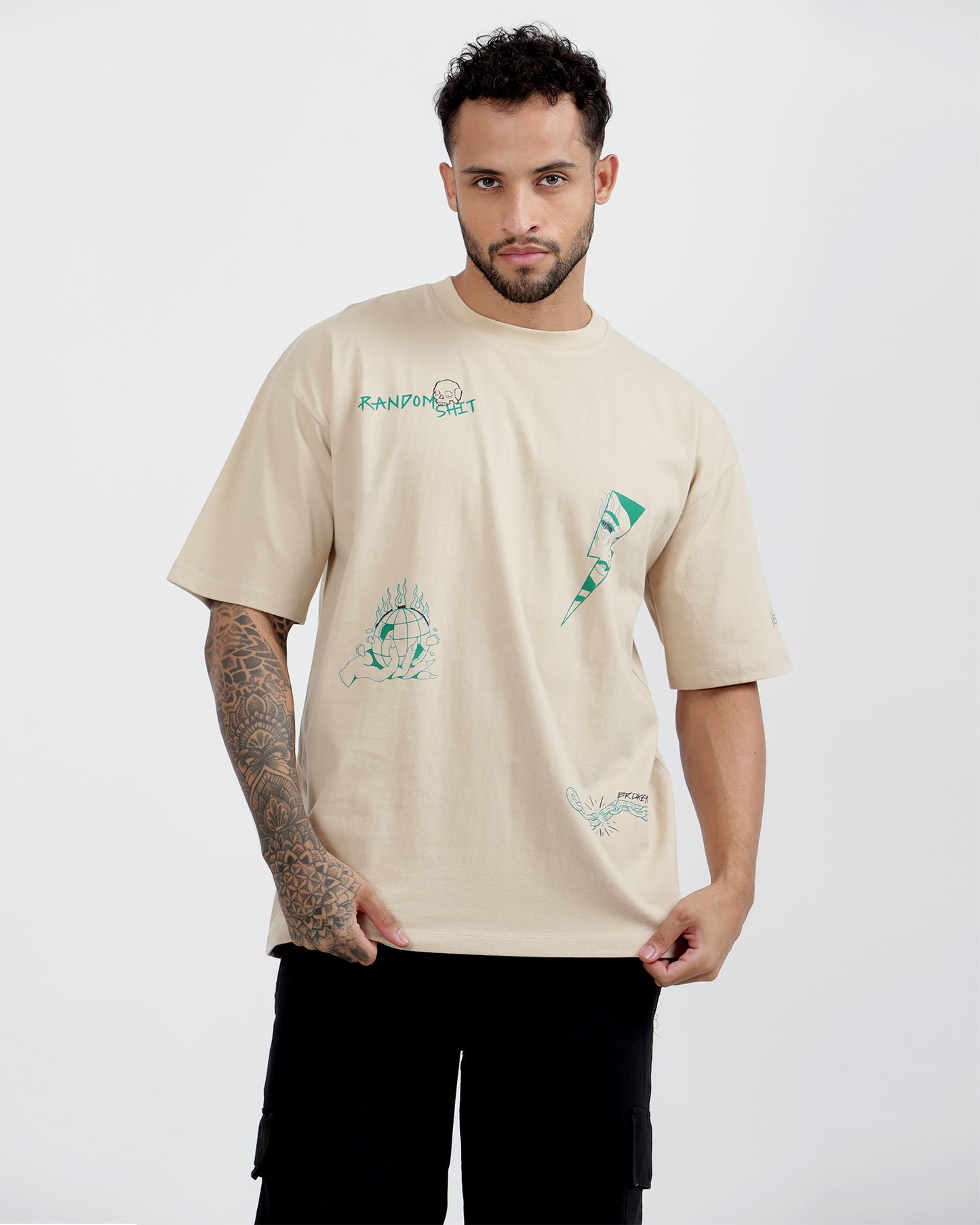 Random Shit Oversized Tee [beige]