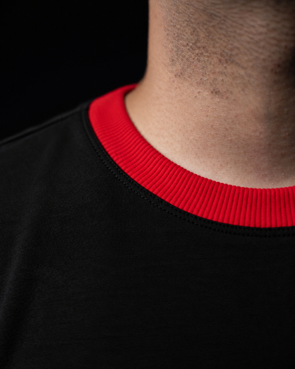 Cropped Ringer tee [BLACK/RED]