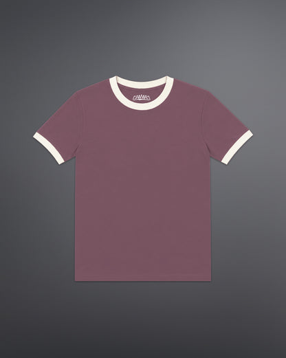 Cropped Ringer tee [MAUVE/OFF-WHITE]