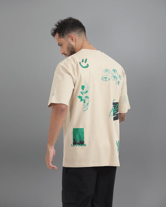 Random Shit Oversized Tee [beige]