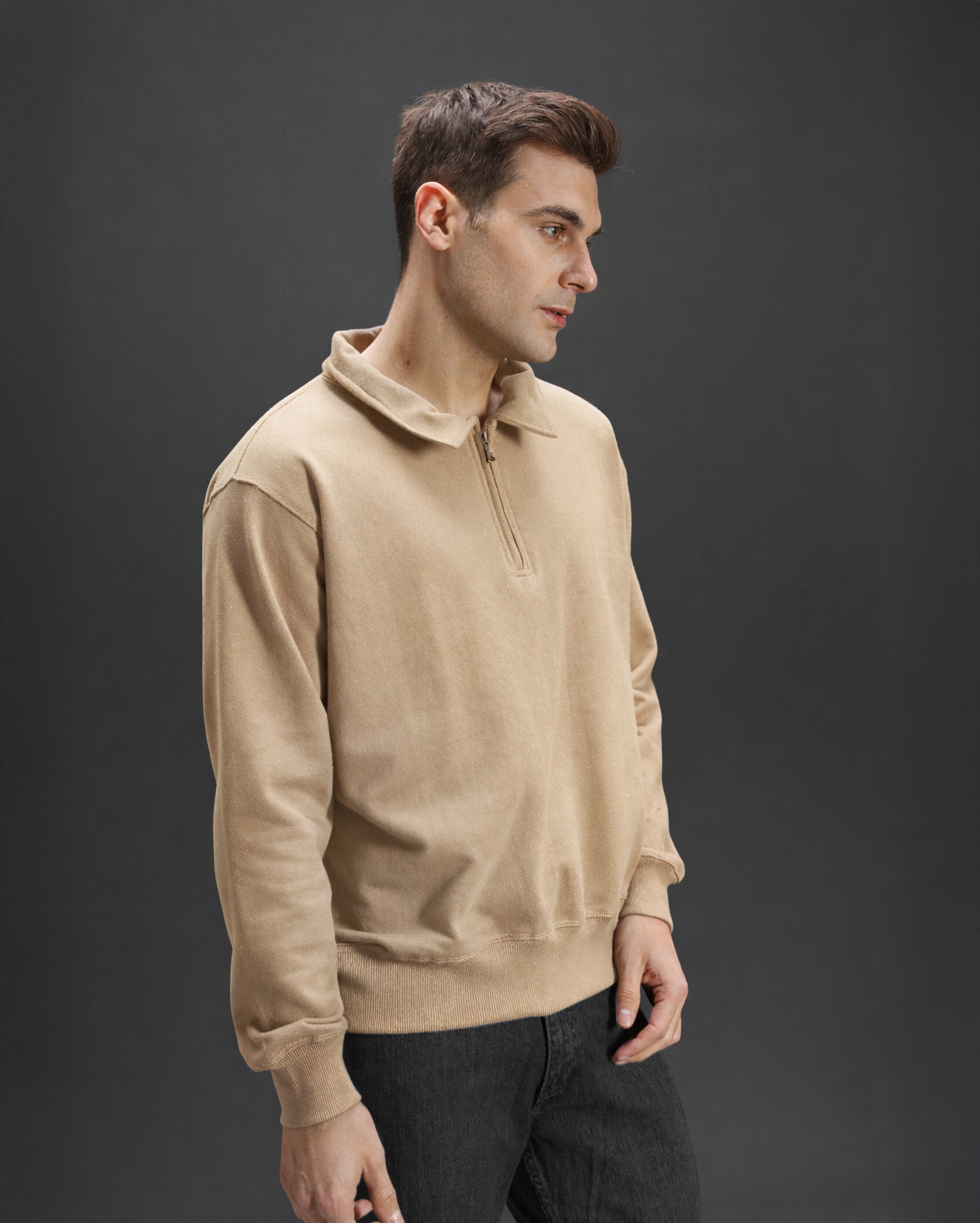 Collar Sweatshirt [BEIGE]