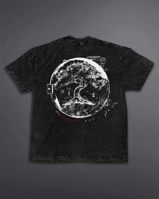 Acid Wash T-Shirt Synthetic Bloom Black