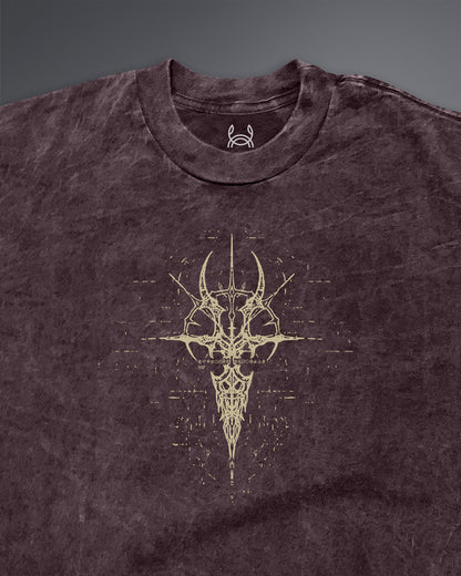 Crypted Glyph Oversized tee [ACID WASHED-BLOODSTONE]