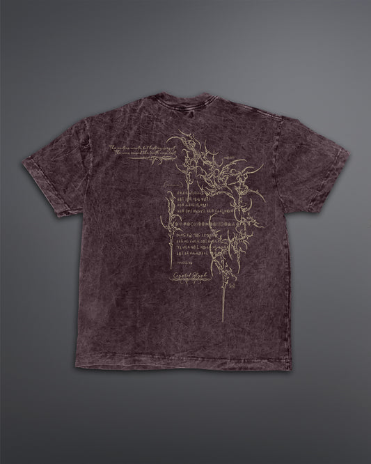 Oversized Acid Wash T-shirt Crypted Glyph Maroon - Cannac