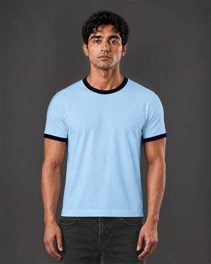 Cropped Ringer tee [AQUA/NAVY]