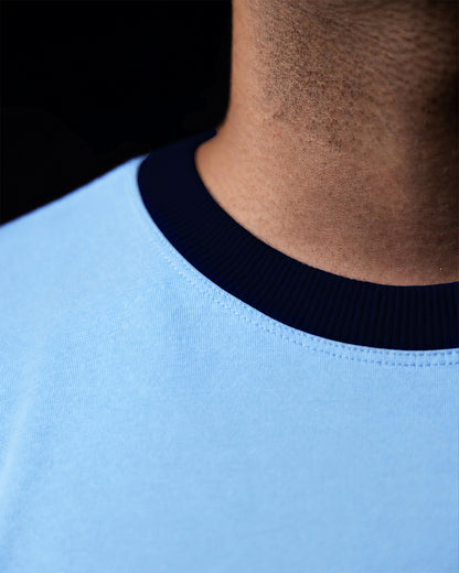 Cropped Ringer tee [AQUA/NAVY]