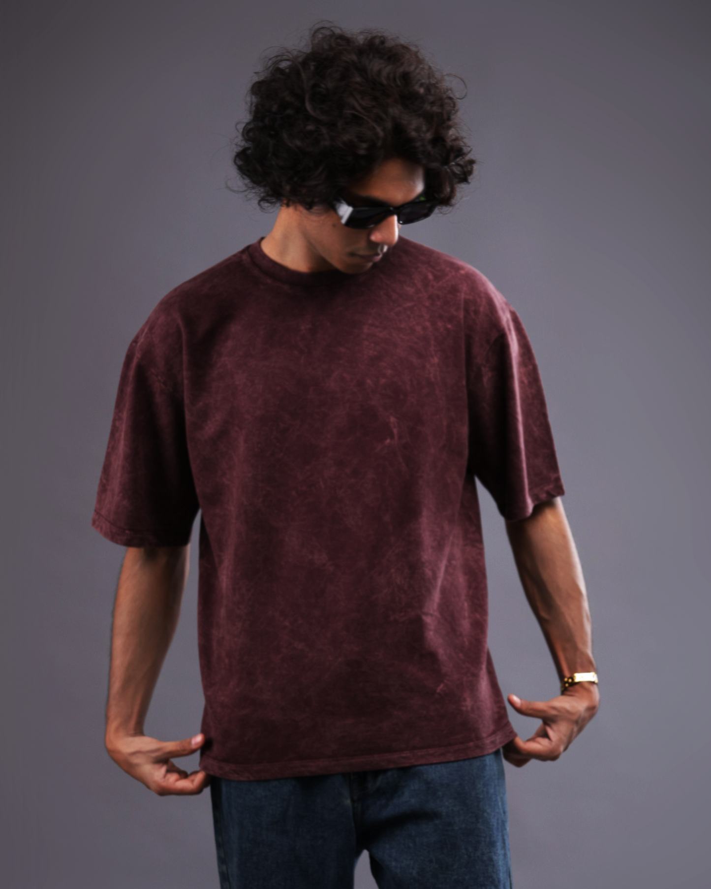 Acid Wash Oversized Tee [BLOODSTONE COLORWAY]