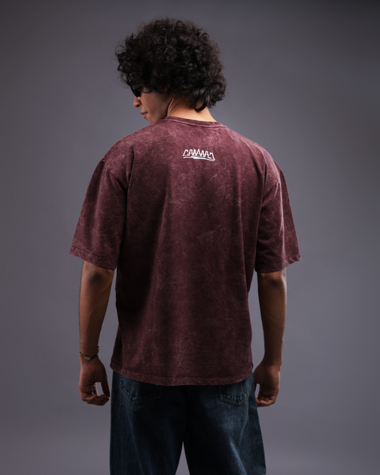 Acid Wash Oversized Tee [BLOODSTONE COLORWAY]
