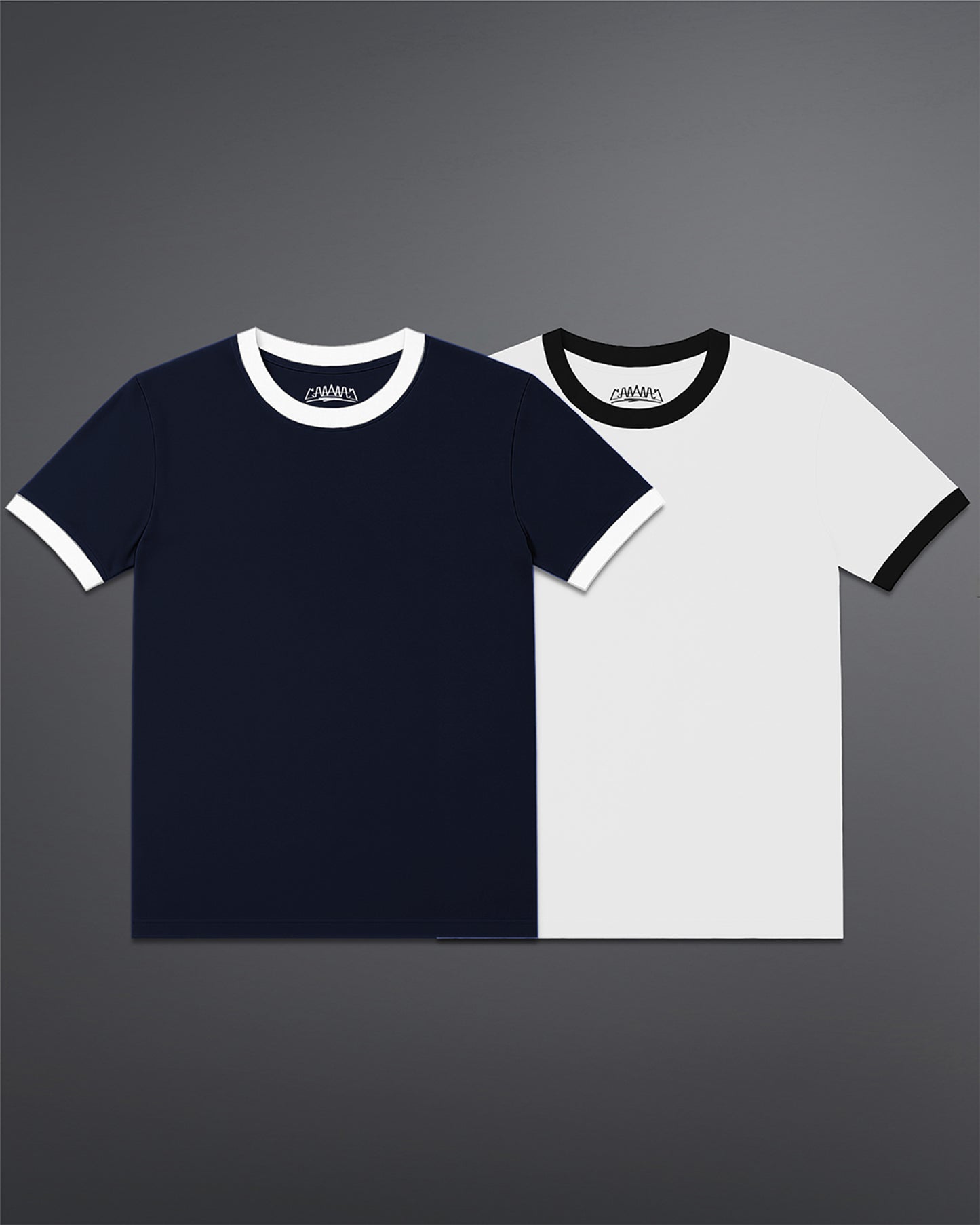Cropped Ringer Tee Duo [NAVY+WHITE]