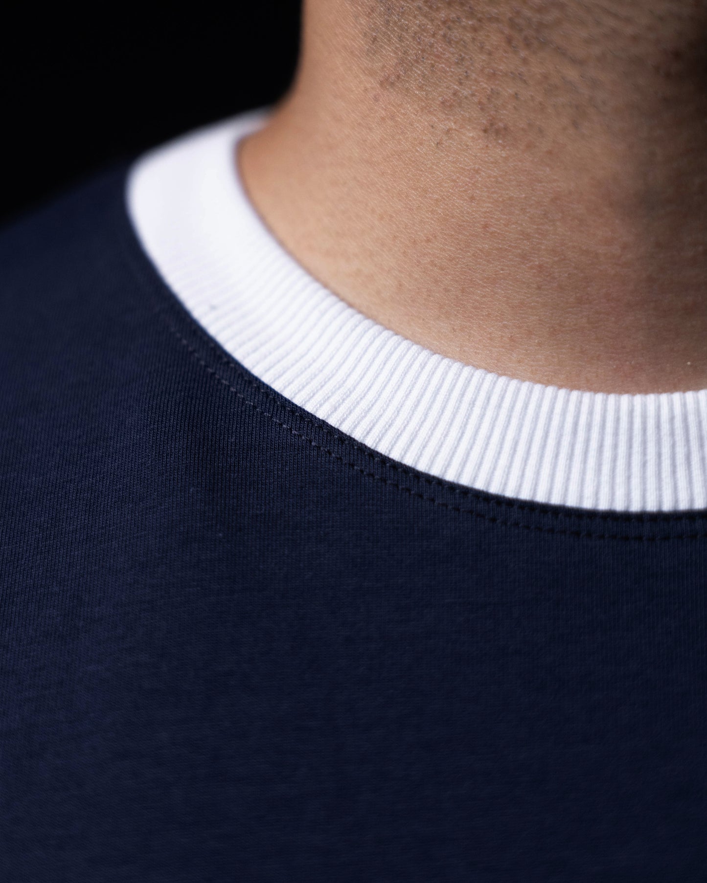 Cropped Ringer Tee Duo [NAVY+WHITE]