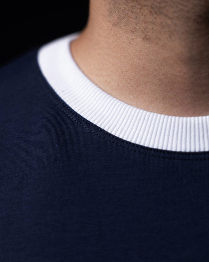Cropped Ringer Tee Duo [NAVY+WHITE]