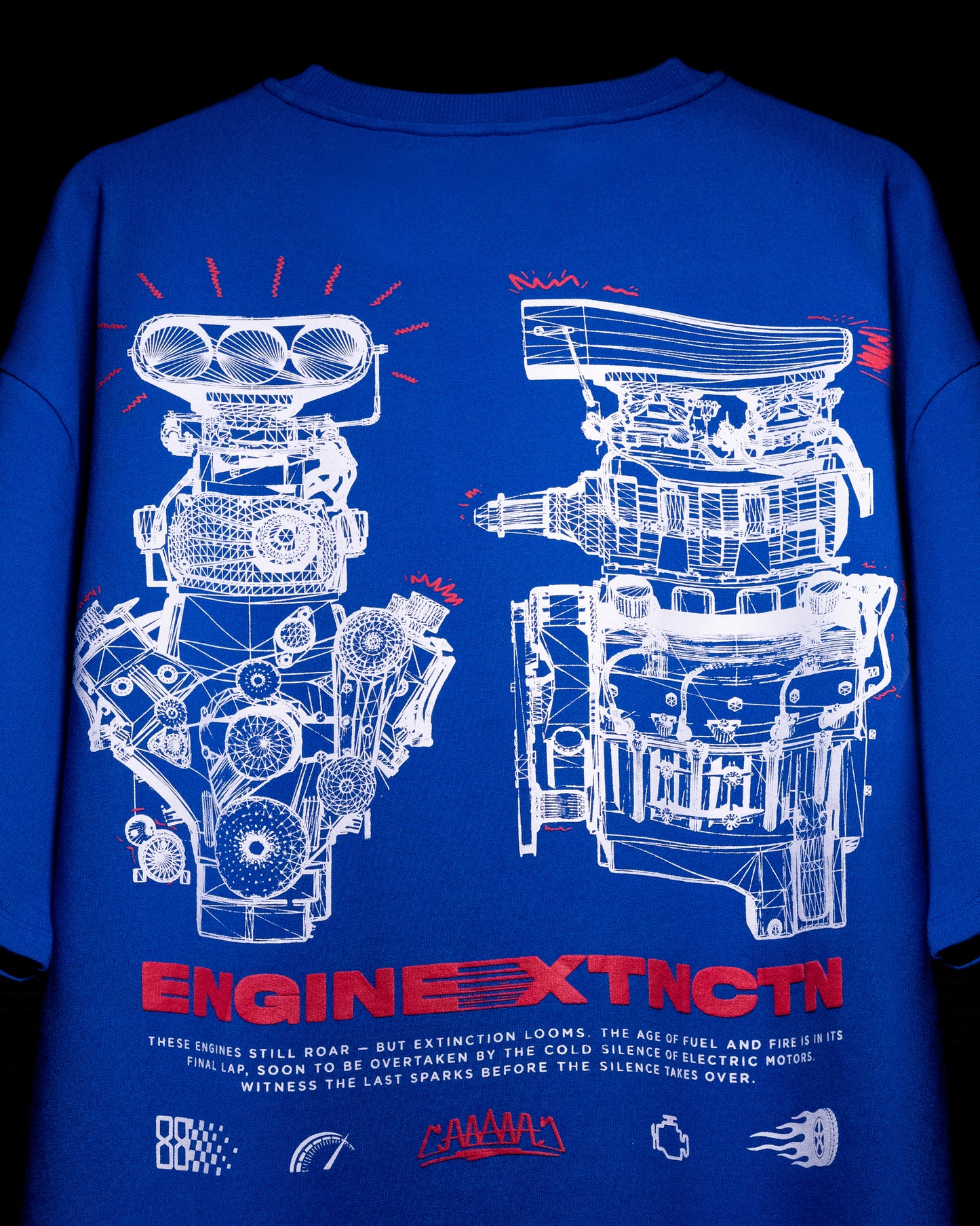 ENGINE EXTINCTION OVERSIZED TEE [BLUE]