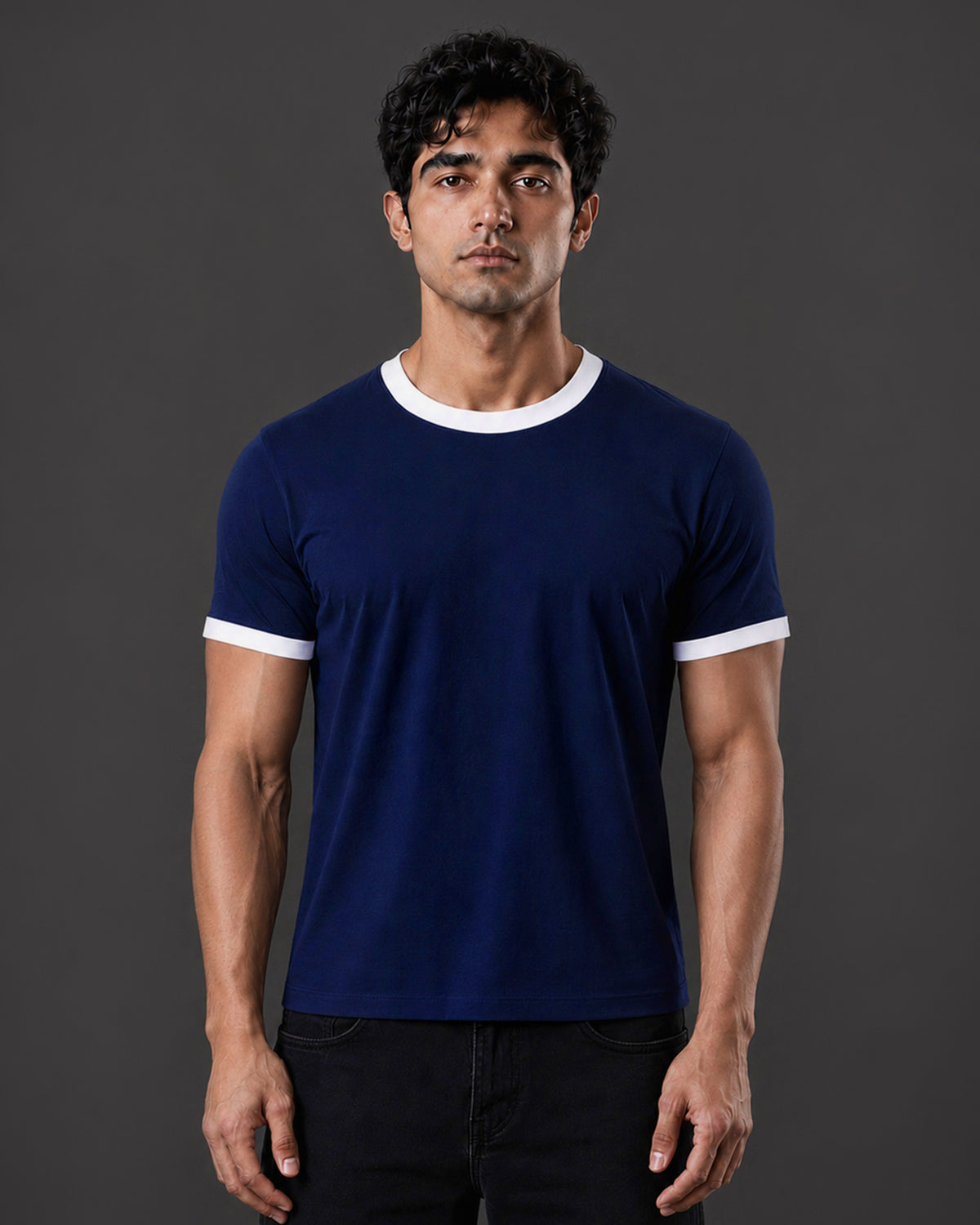 Cropped Ringer tee [NAVY/WHITE]