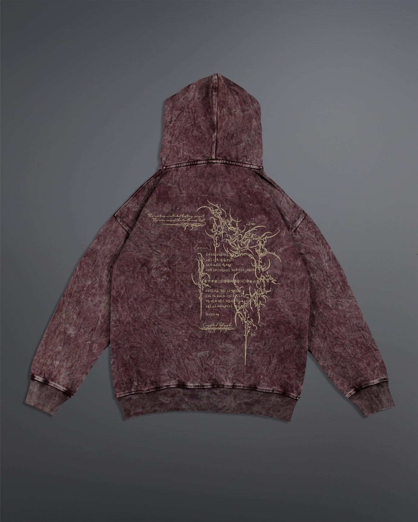 Crypted Glyph Hoodie [ACID WASHED-BLOODSTONE COLORWAY] – Cannac