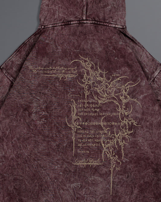 Crypted Glyph Hoodie [ACID WASHED-BLOODSTONE COLORWAY]