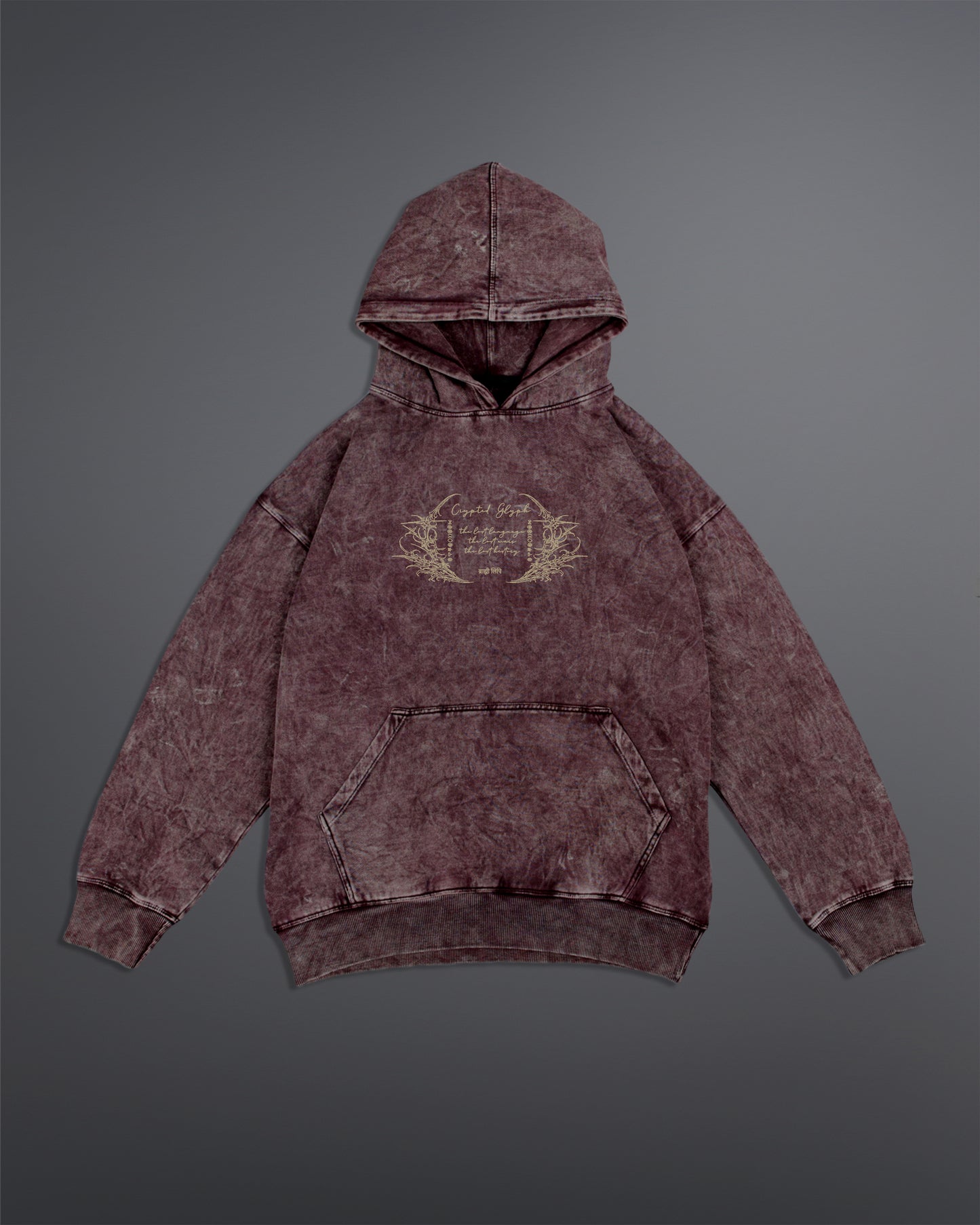 Crypted Glyph Hoodie [ACID WASHED-BLOODSTONE COLORWAY]