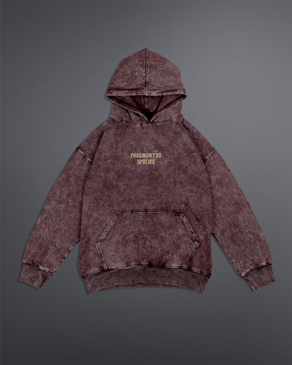 Fragmented Species hoodie  [ACID WASHED-BLOODSTONE COLORWAY]