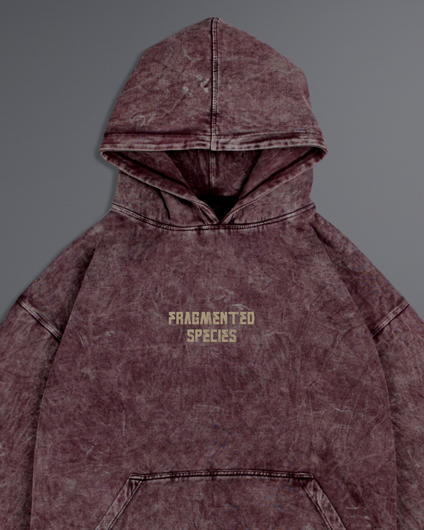 Fragmented Species hoodie  [ACID WASHED-BLOODSTONE COLORWAY]