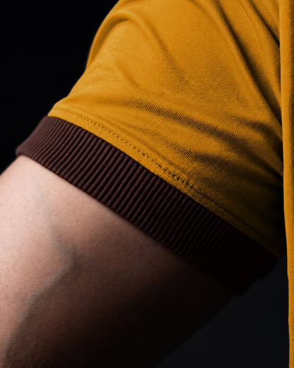Cropped Ringer tee [MUSTARD/BROWN]