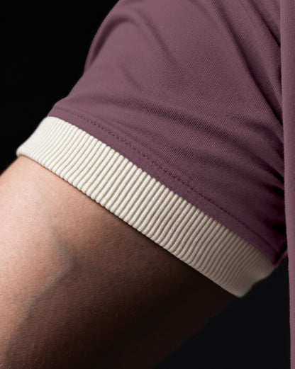 Cropped Ringer tee [MAUVE/OFF-WHITE]