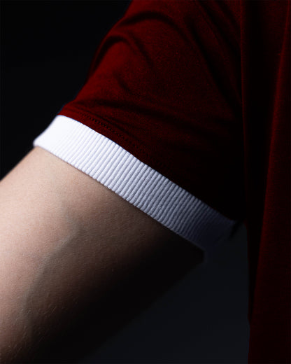 Cropped Ringer tee [MAROON/WHITE]