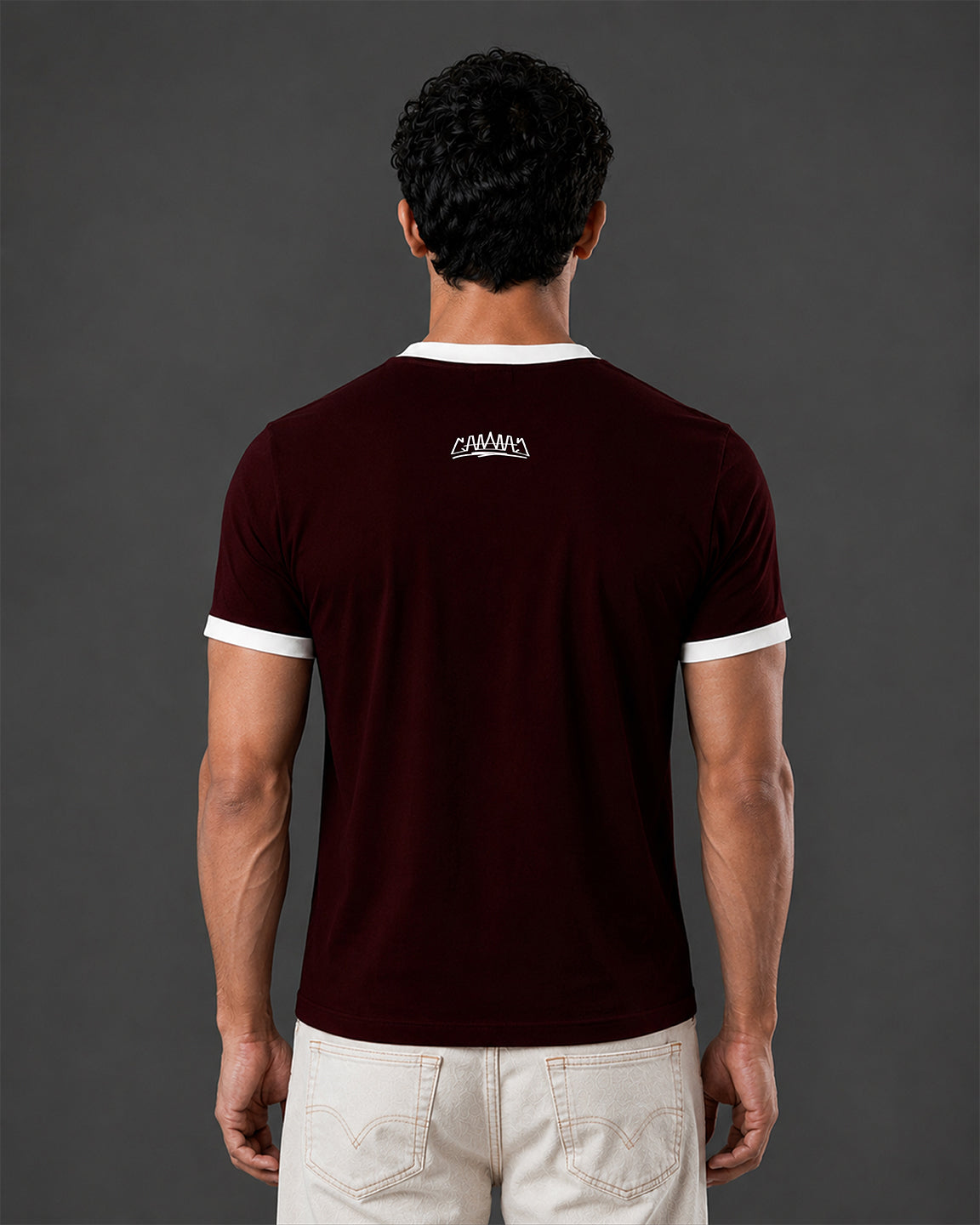 Cropped Ringer tee [MAROON/WHITE]