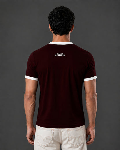 Cropped Ringer tee [MAROON/WHITE]