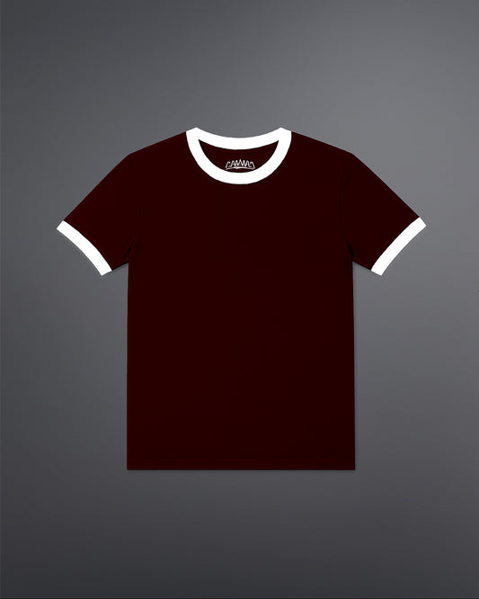 Cropped Ringer tee [MAROON/WHITE]