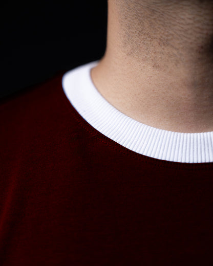 Cropped Ringer tee [MAROON/WHITE]