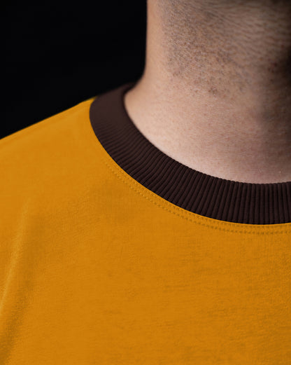 Cropped Ringer tee [MUSTARD/BROWN]