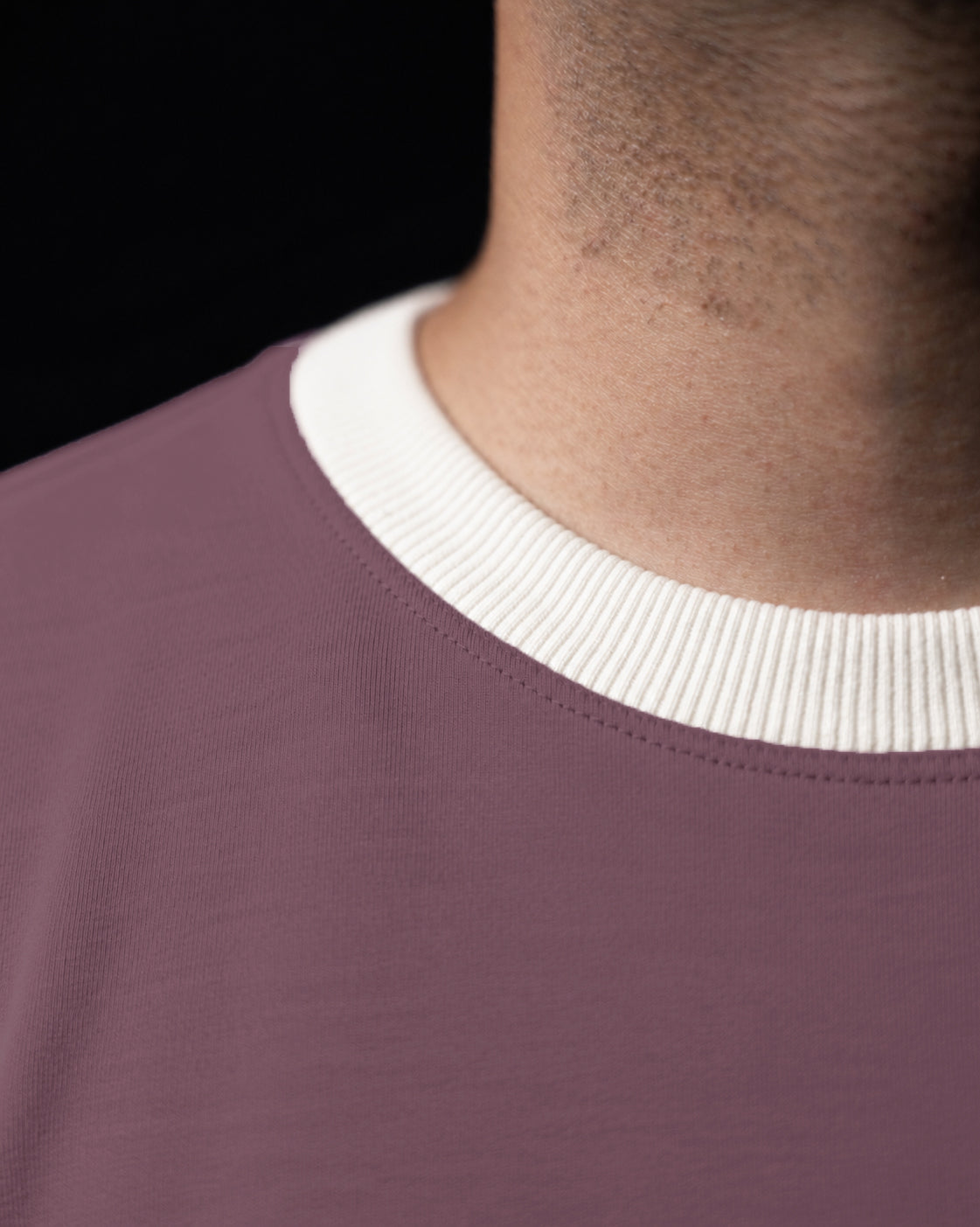 Cropped Ringer tee [MAUVE/OFF-WHITE]