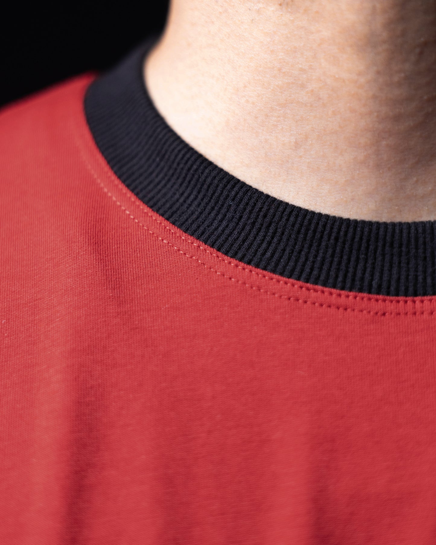 Cropped Ringer Tee Duo [BLACK+RED]