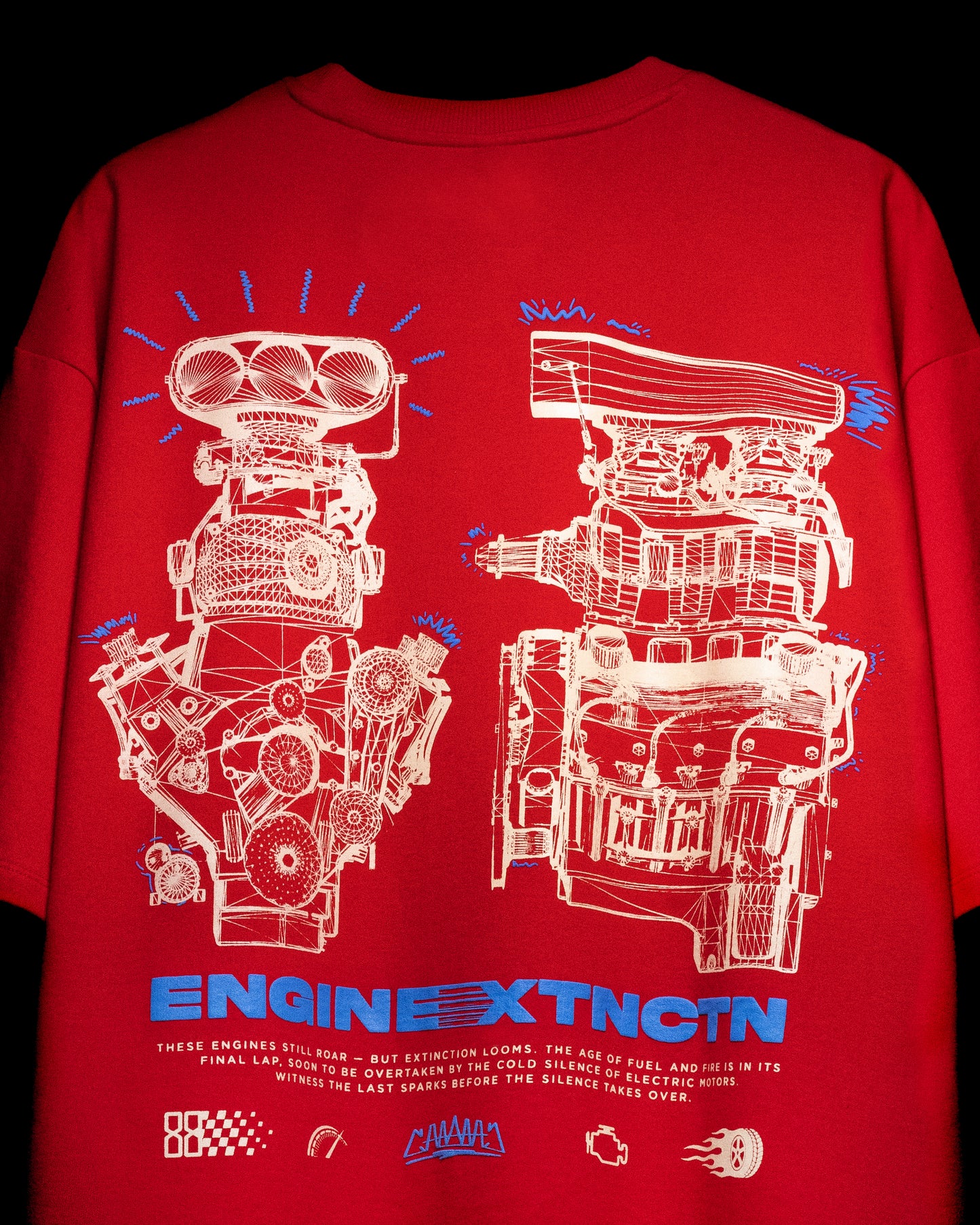 ENGINE EXTINCTION OVERSIZED TEE [RED]